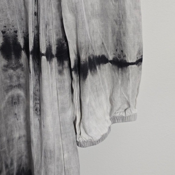 Cloth & Stone Dress Womens Large Gray Tie Dyed Maxi Long Sleeve Drawstring Waist - Picture 4 of 15